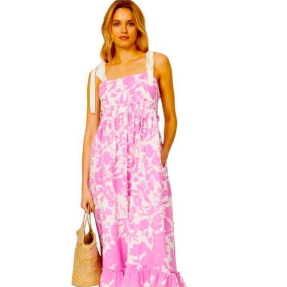 Peter Som Pink and White Sleeveless Sundress